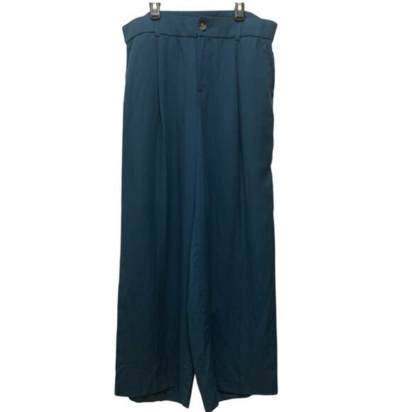 Torrid Wide Leg Studio Linen Blend High-Rise Pant Blue Size 12R Office Workwear - Picture 1 of 6